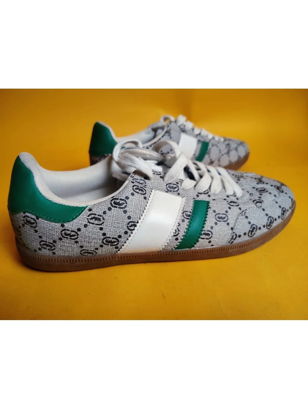 Ecko Unltd Monogram Low Top Sneakers Green White Grey Rhino Men's Size 8.5 Used